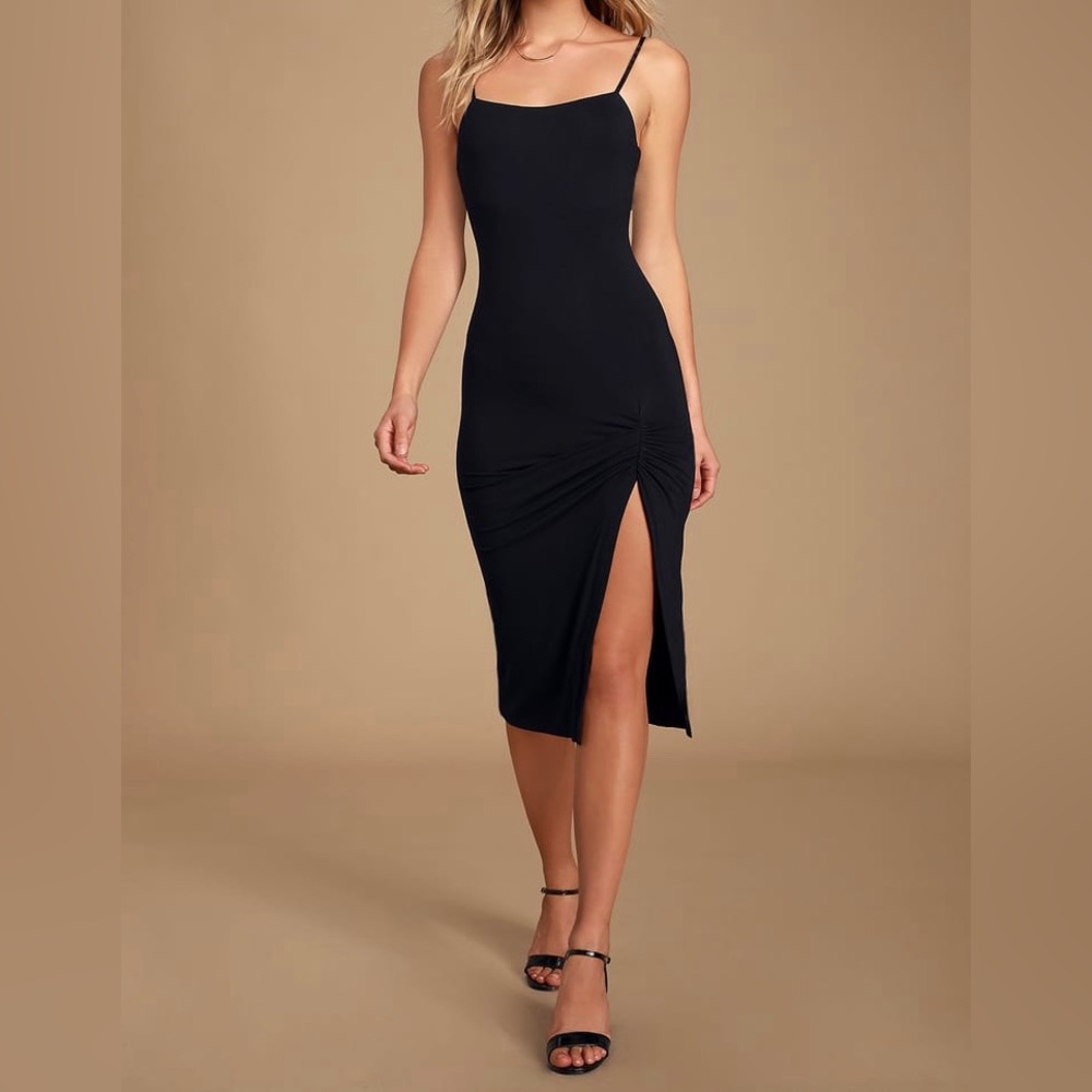 NWT, Lulus Everything to Me? Sleeveless Midi Dress, Size XS, Black